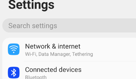 Android network access screen